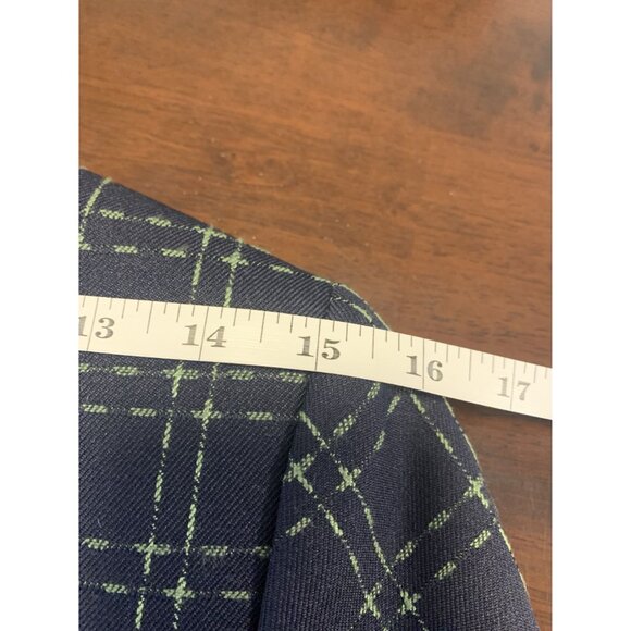 Tommy Hilfiger 4 Plaid Cropped Casual Preppy Blazer Jacket Navy Blue - Picture 8 of 10